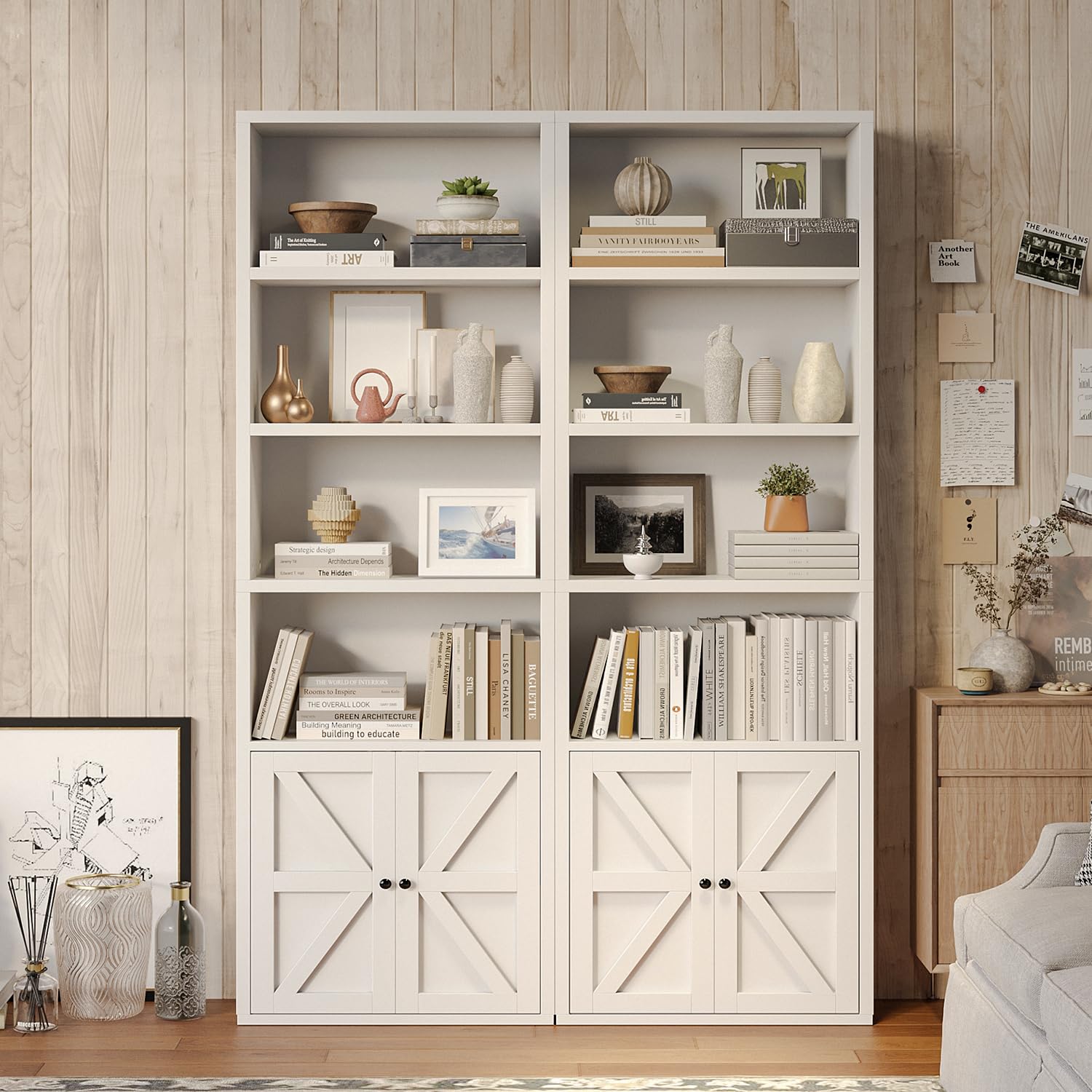 Amazon.com: MXV 6-Tier Bookshelf and Bookcase Set of 2, Wooden